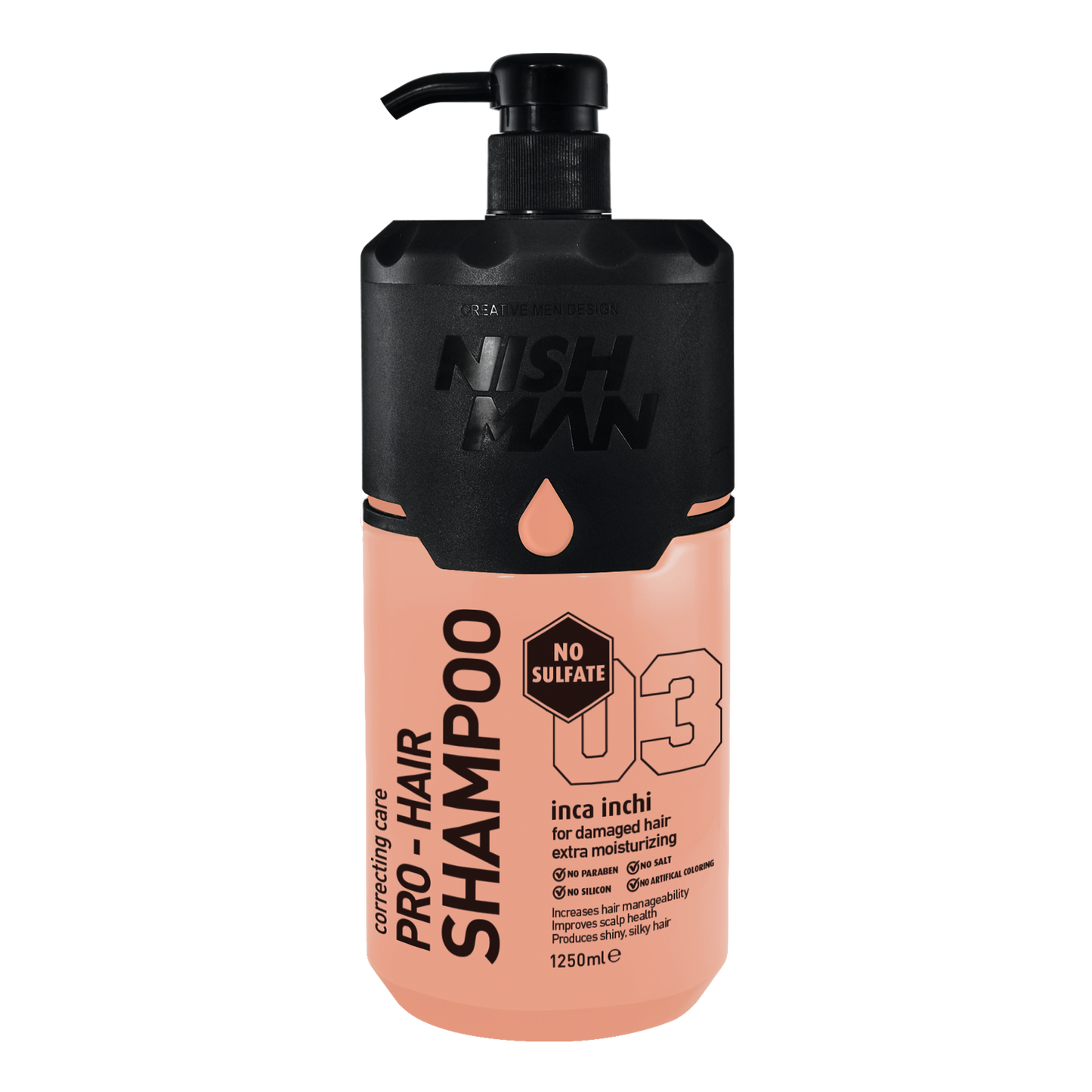 Nishman Champú Para El Cuidado Del Cabello Sin Silicona, Sulfatos, Sal, Ni Parabenos No.03 1250 ml