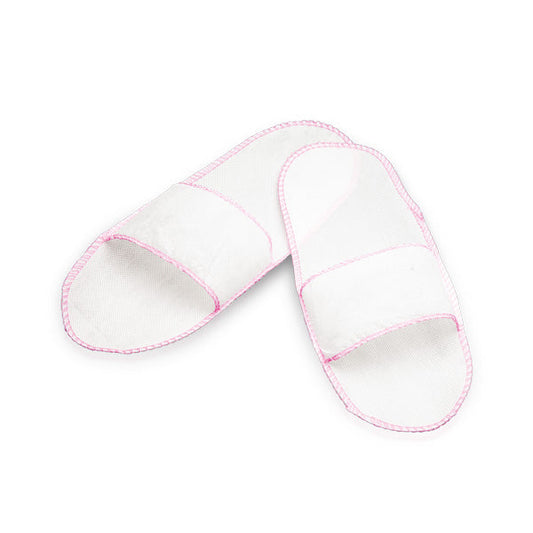 Zapatillas Desechables Abiertas Blancas Con Borde Rosa Non Wovens 100 Unds Bifull