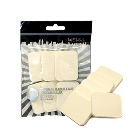 Esponjas Maquillaje Rectangular 6 Uds. (3 Uds. 5 X 4 Cm · 3 Uds. 5 X 4,3 Cm) Bifull