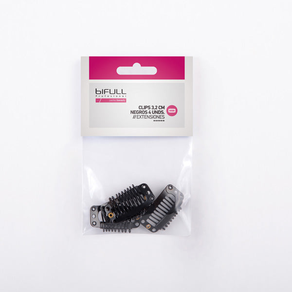 Clips Extensiones 3.2Cm Negras 4 Unds Bifull