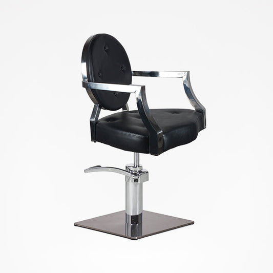 Sillón De Tocador Mirtha Negro Con Pie Cuadrado Y Bomba Hid