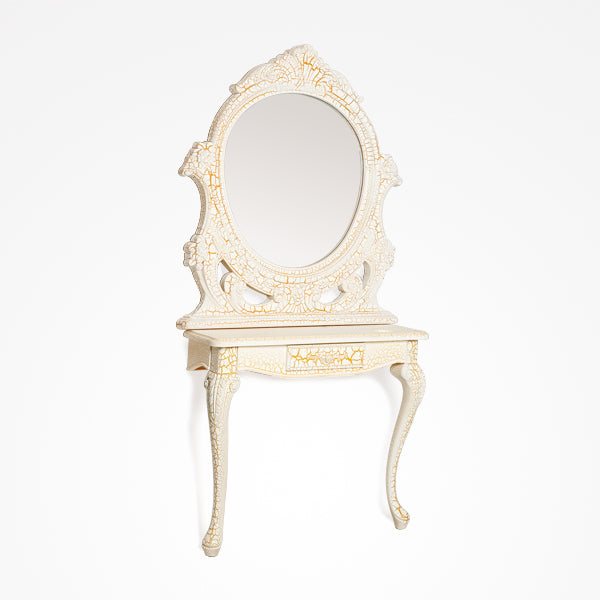 Tocador Dorado Lyra Envejecido Con Cajón