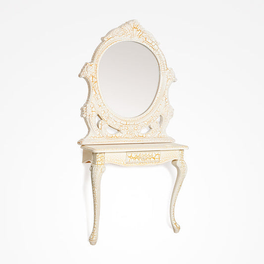 Tocador Dorado Lyra Envejecido Con Cajón