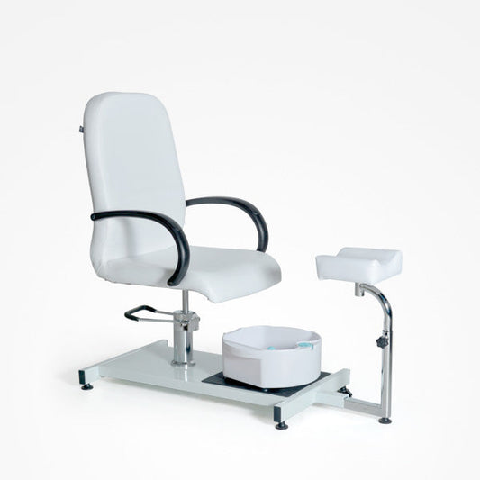 Sillón Azalea De Pedicura Hidráulico Blanco Con Reposapies Y Bañera Spa