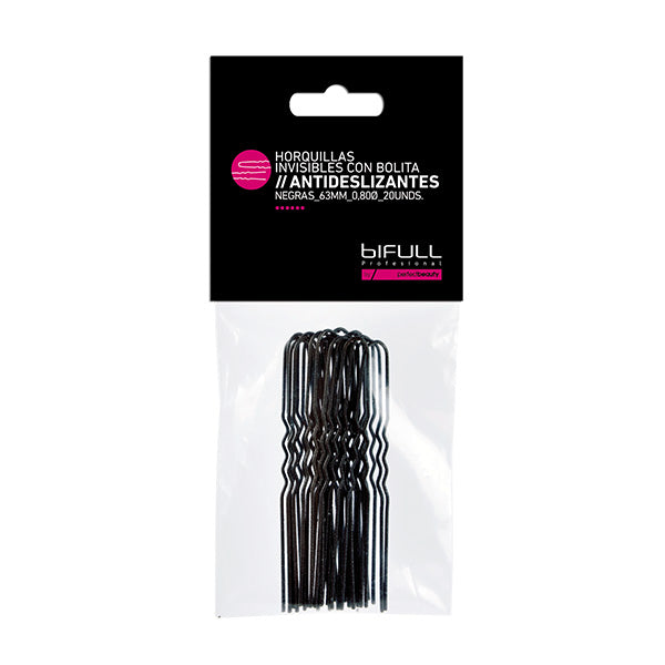 Horquillas Invisibles Antideslizantes Negras 63Mm 20 Unds Bifull