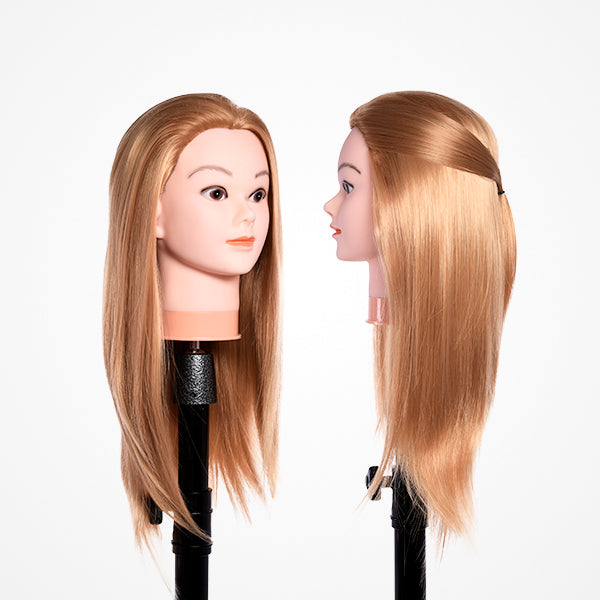 Cabeza Maniquí Pelo Sintético 18" Rubio 45Cms (Incluye Soporte)