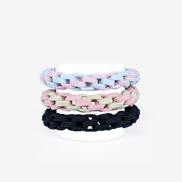 Coleteros Trenzados Fuertes 3 Colores Strong Braided Scrunchies Bifull