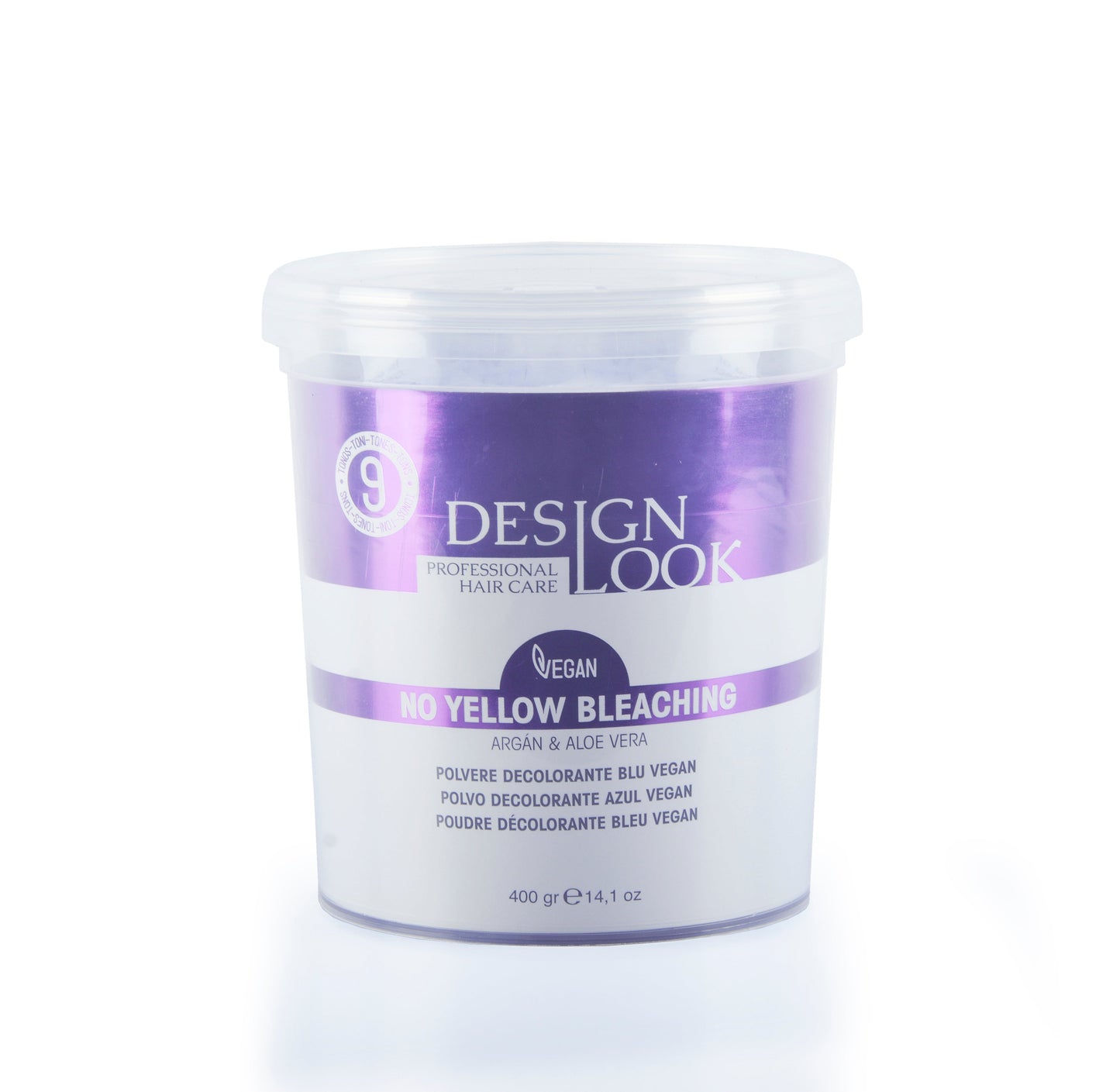 Polvo Decolorante No Yellow 9 Tonos Vaso 400Gr Design Look