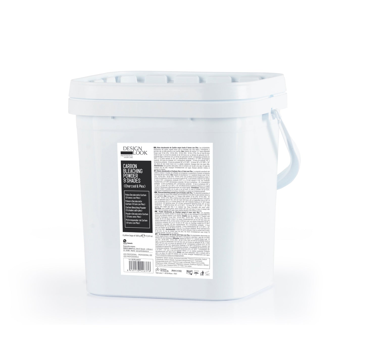 Polvo Decolorante Carbón Con Plex 9 Tonos Pack 3Kg ( 6 Bolsas * 500Gr) Design Look