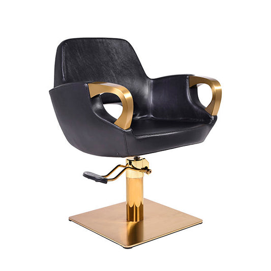 Sillon Gold Negro Ng3 Con Pie Cuadrado Plano Dorado Y Bomba Hid. Dorada