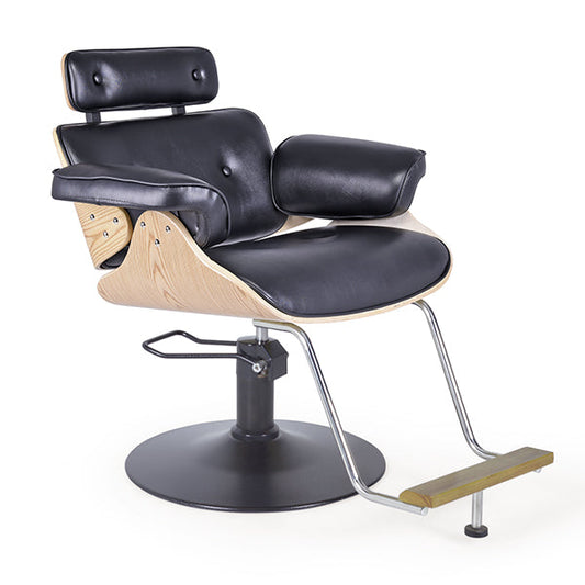 Sillón Tocador Club Negro Ng3 Base Redonda, Bomba Hidráulica Y Reposapies Italor