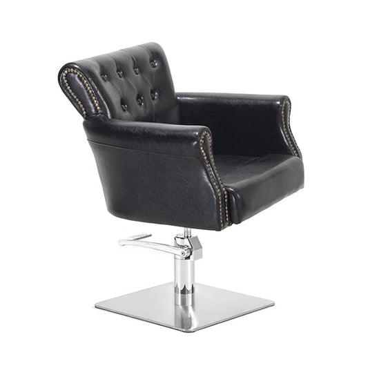 Sillón Leros Negro Vintage Pie Cuadrado Acero Inox P27 Y B.Hid B90