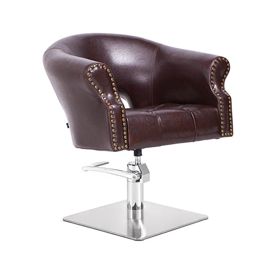Sillón Royale Marron Vintage Pie Cuadrado Acero Inox P27 Y B.Hid B90