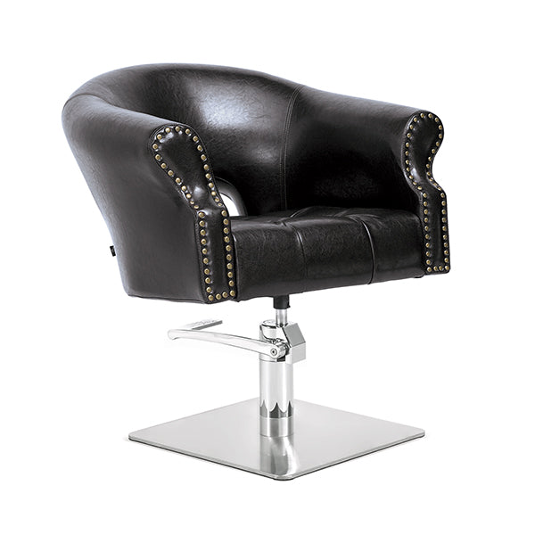 Sillón Royale Negro Vintage Pie Cuadrado Acero Inox P27 Y B.Hid B90