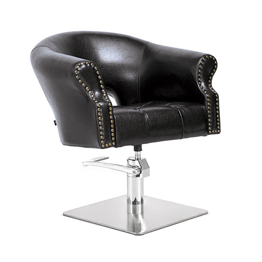 Sillón Royale Negro Vintage Pie Cuadrado Acero Inox P27 Y B.Hid B90