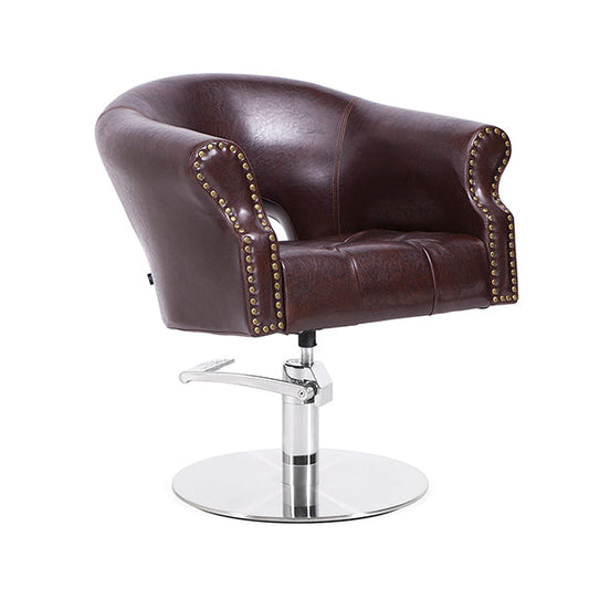 Sillón Royale Marron Vintage Pie Redondo Acero Inox P29 Y B.Hid B90