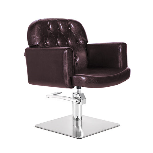 Sillón Andros Marron Vintage Pie Cuadrado Acero Inox P27 Y B.Hid B90