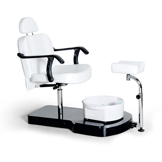 Sillon De Pedicura A Gas Blanco Jazmin Con Reposapies Y Bañera Spa