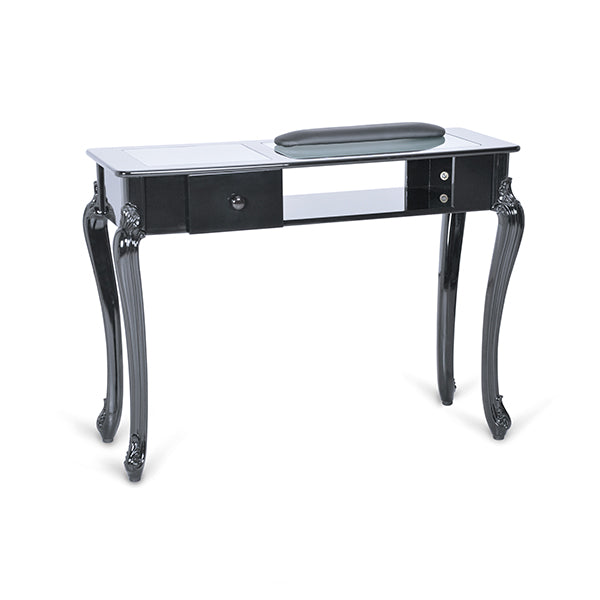 Mesa De Manicura Negra Sin Aspirador Luna (Encimera De Cristal)