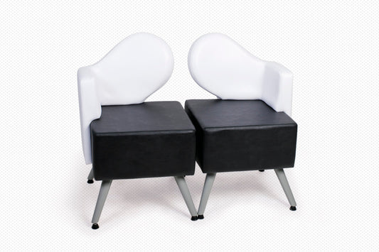 Sillon De Espera Harmonia 2 Puestos Asiento Negro Y Respaldo Blanco