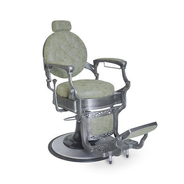 Olimpo Metal Envejecido Sillón De Barbero Verde Italor