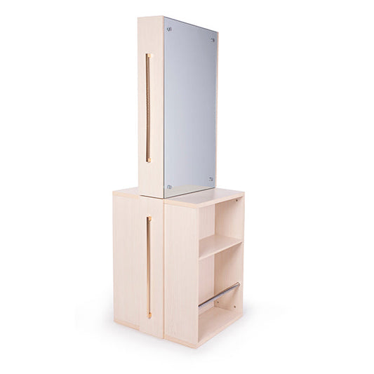 Tocador Doble Java Roble Claro Con Mueble Auxiliar Incorporado