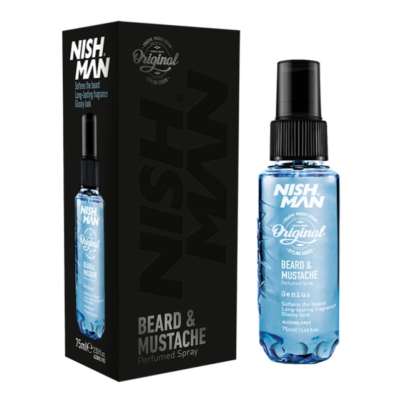 Nishman Perfume Para Barba y Bigote y Cuidado del Cabello 75 ml Genius (Sin Alcohol)