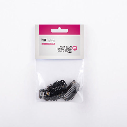 Clips Extensiones 3.2Cm Negras  4 Unds Bifull