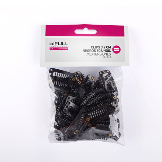 Clips Extensiones 3.2 Cm. Negros 50Unds Bifull