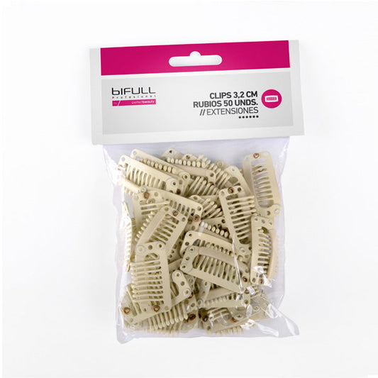 Clips Extensiones 3.2 Cm. Rubios 50Unds Bifull