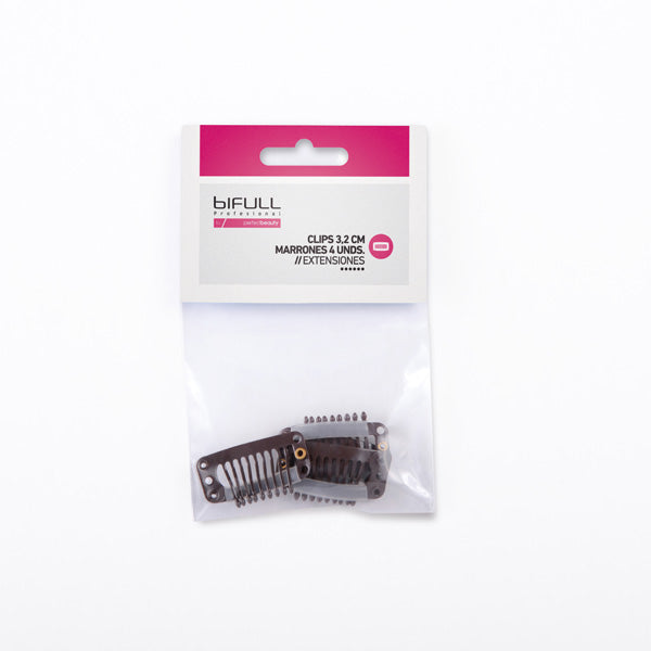 Clips Extensiones 3.2 Cm. Castaños 4 Unds. Bifull
