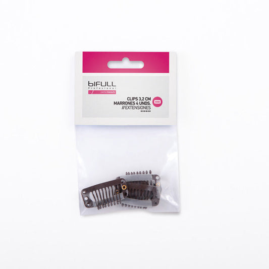 Clips Extensiones 3.2 Cm. Castaños 4 Unds. Bifull