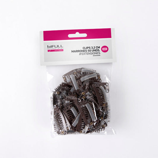 Clips Extensiones 3.2 Cm. Castaños 50Unds Bifull