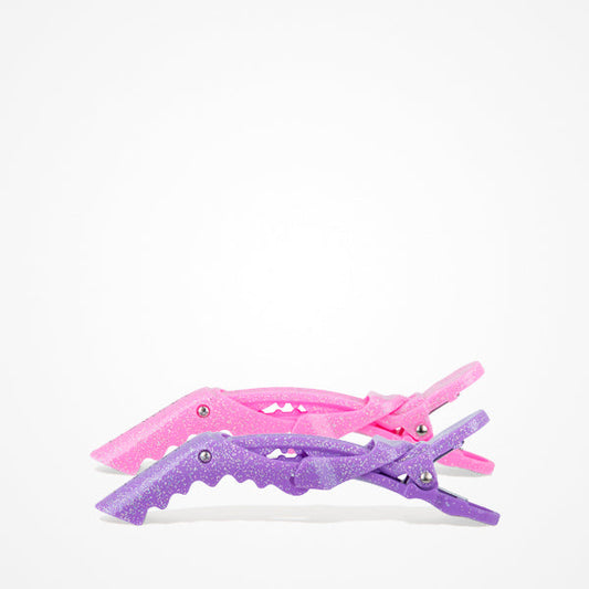 Pinzas De Goma Con Purpurina En Rosa Y Lila (Pack 4 Unids)