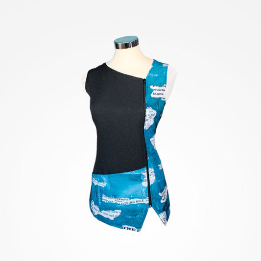 Chaleco Negro Estampado Talla 38 Arco-Iris Dadá Blue Mod. 2007.12-A