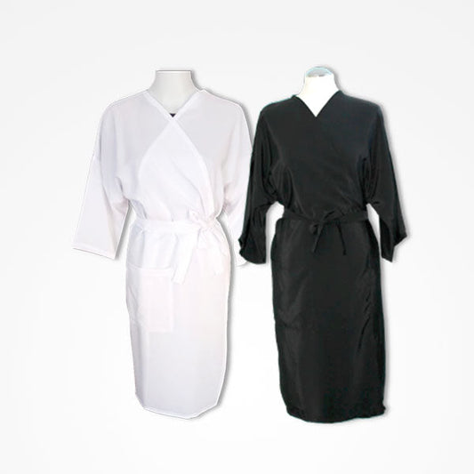 Bata Clienta Negra Seda Talla Única Wrap Silk Black Mod. 20030 Polyester Tipo Seda Anti-Decoloracion