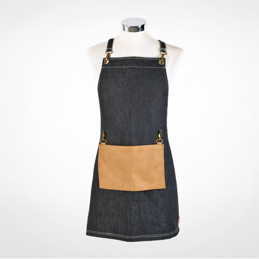 Delantal Denim Con Bolsillo Polipiel Marrón Bifull