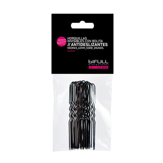 Horquillas Invisibles Antideslizantes Negras 63Mm 20 Unds Bifull