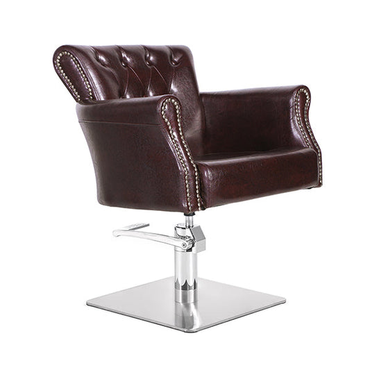 Sillón Leros Marron Vintage Pie Cuadrado Acero Inox P27 Y B.Hid B90