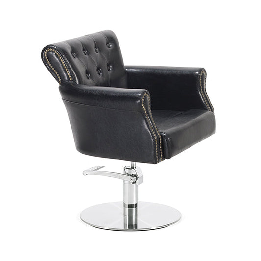 Sillón Leros Negro Vintage Pie Redondo Acero Inox P29 Y B.Hid B90