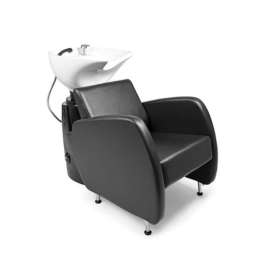Lavacabezas Saturno Negro 1 Pto. Poza Adonis Blanca + Sillon Afrodita Negro Ng3