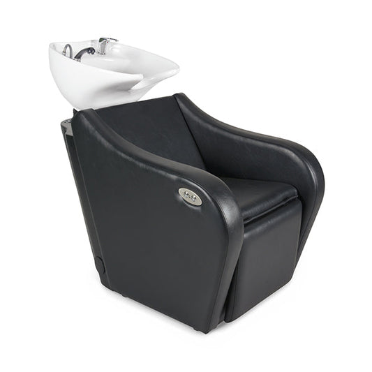 Lavacabezas Tyrion Negro Ng3 Con Reposapies Eléctrico (Mueble De Fibra Negro Y Ceramica Adonis Blanca + Griferia Antigoteo