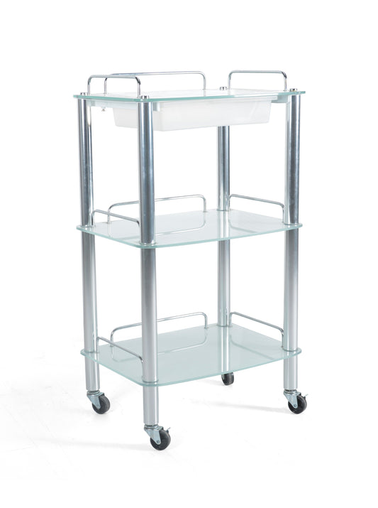 Carrito Auxiliar 3 Estantes Violeta (Estantes De Cristal)